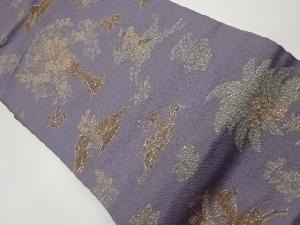 狩猟人物に動物・草花模様織出し名古屋帯